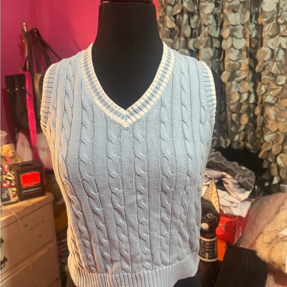 Brandy Melville Sky Blue V-Neck Sweater Vest